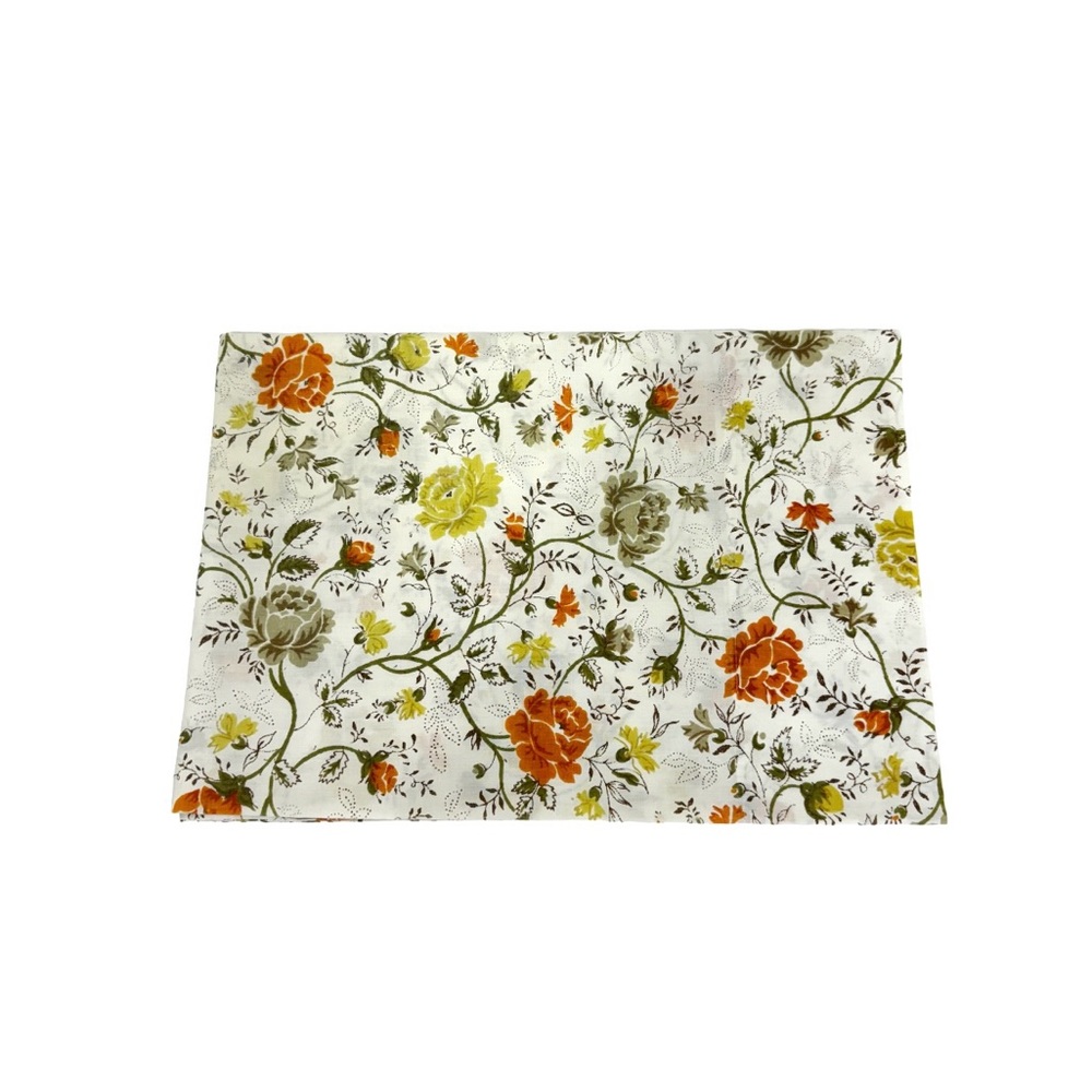 Vintage JC Penney Percale Floral Pillowcase Ivory Orange Yellow & Green